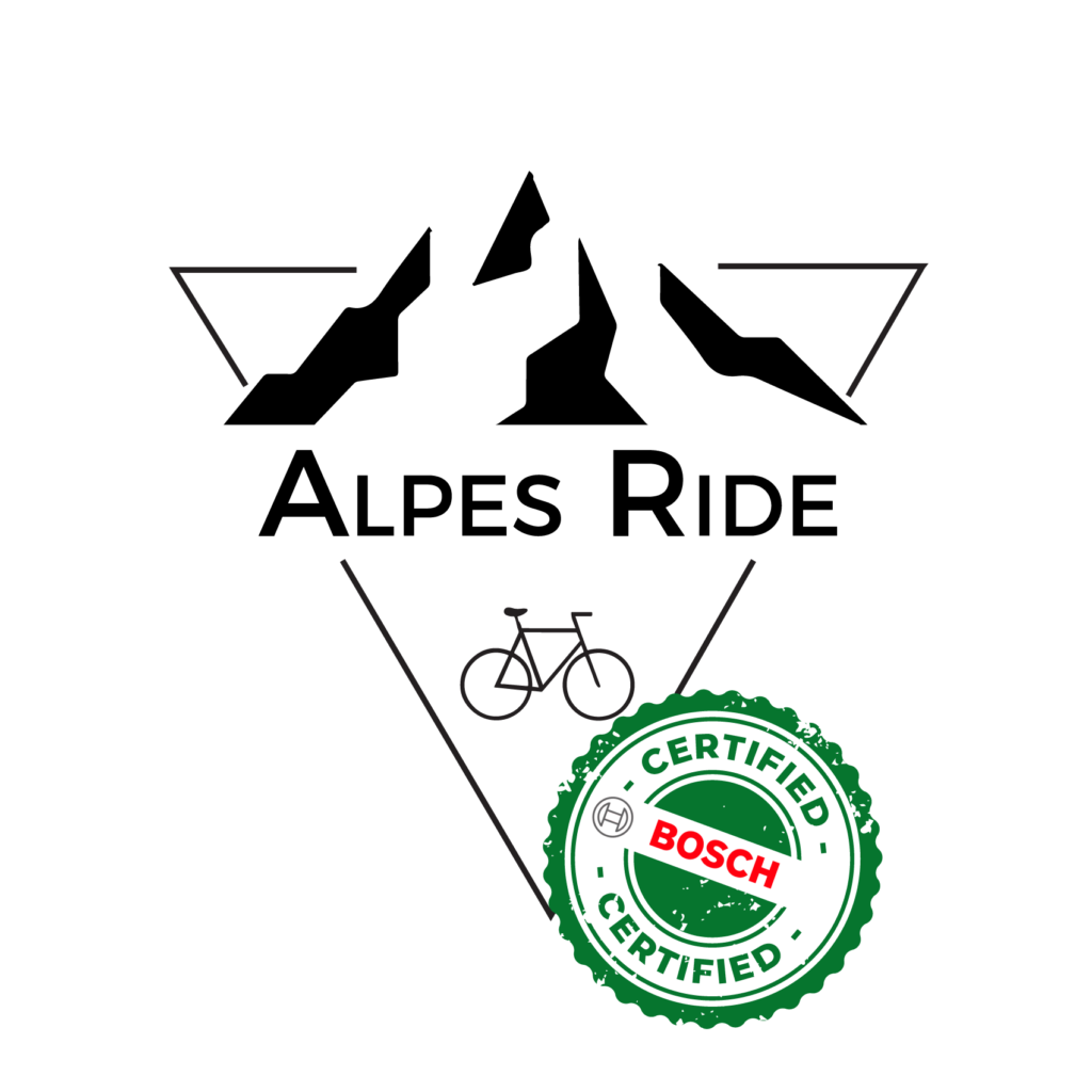 logo d'alpes ride avec un badge de certification bosch